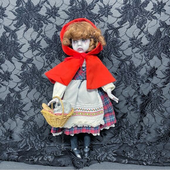 OOAK Creepy Odd 14” Little Red Riding Hood Scary Halloween Horror Art Doll - Picture 5 of 13
